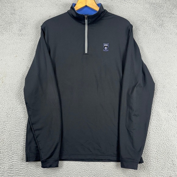 Peter Millar E4 Mens Pullover Sweatshirt Large Black Wicking Quarter Zip Stretch